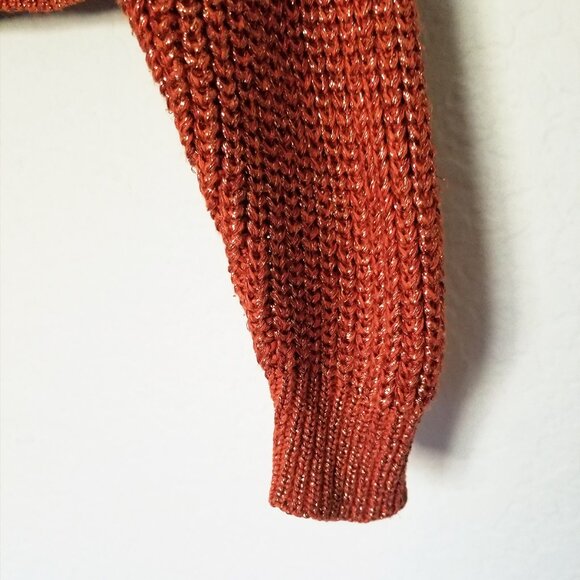 American Apparel Chunky Knit Metallic Cardigan Crop One Size Bronze Shimmer USA - Picture 15 of 16